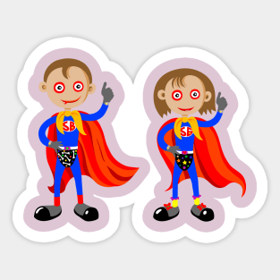 Boy and Girl Hero Sticker